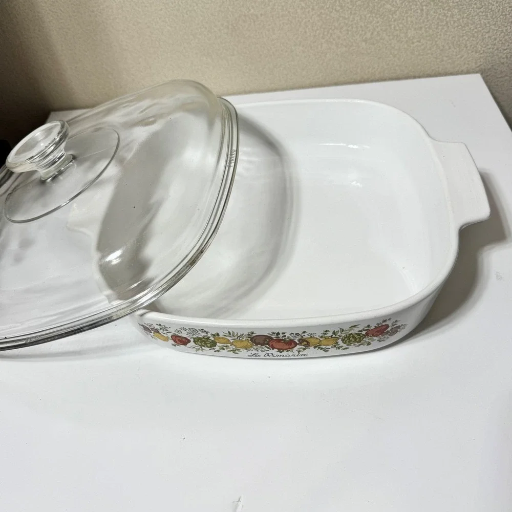 Corning Ware Le Romarin Spice O Life 10x10x2 Casserole Dish A-10-B Vintage Lid